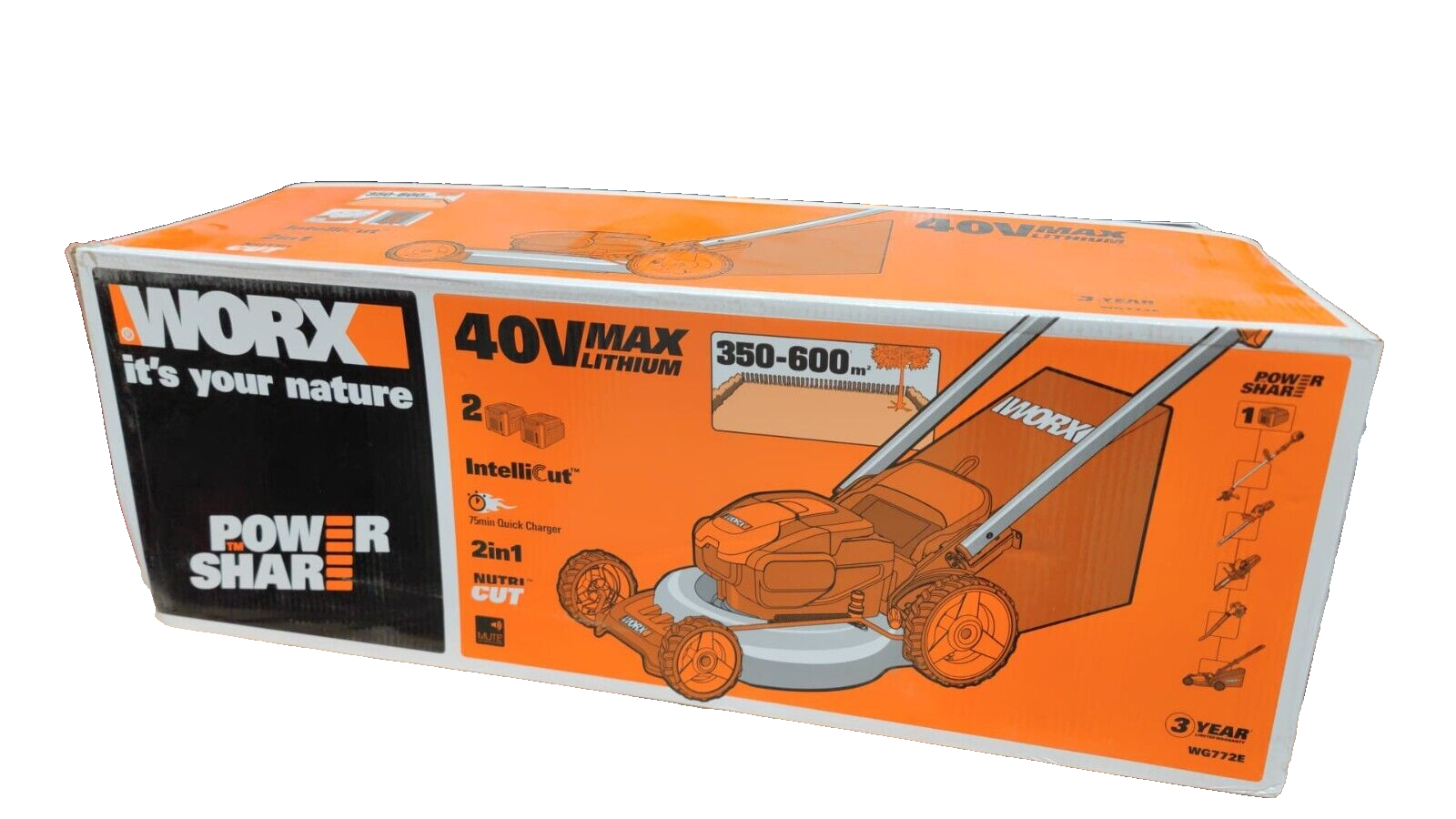 Worx Akku-Rasenmäher 48cm Schnittbreite 40 V WG772E inkl. 2 Akkus und