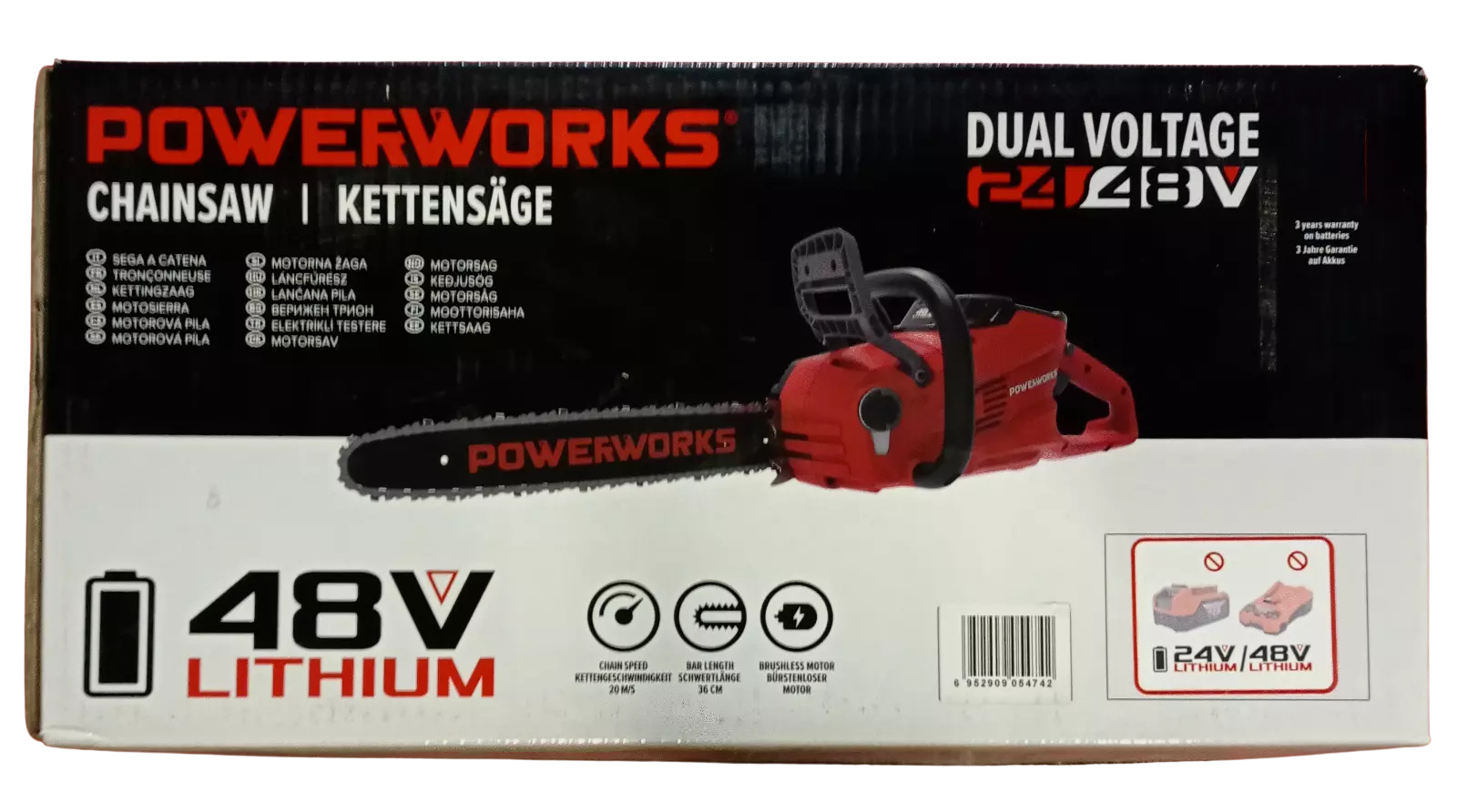 Powerworks Akku-Kettensäge PD48CS36 ohne Akku Powerworks