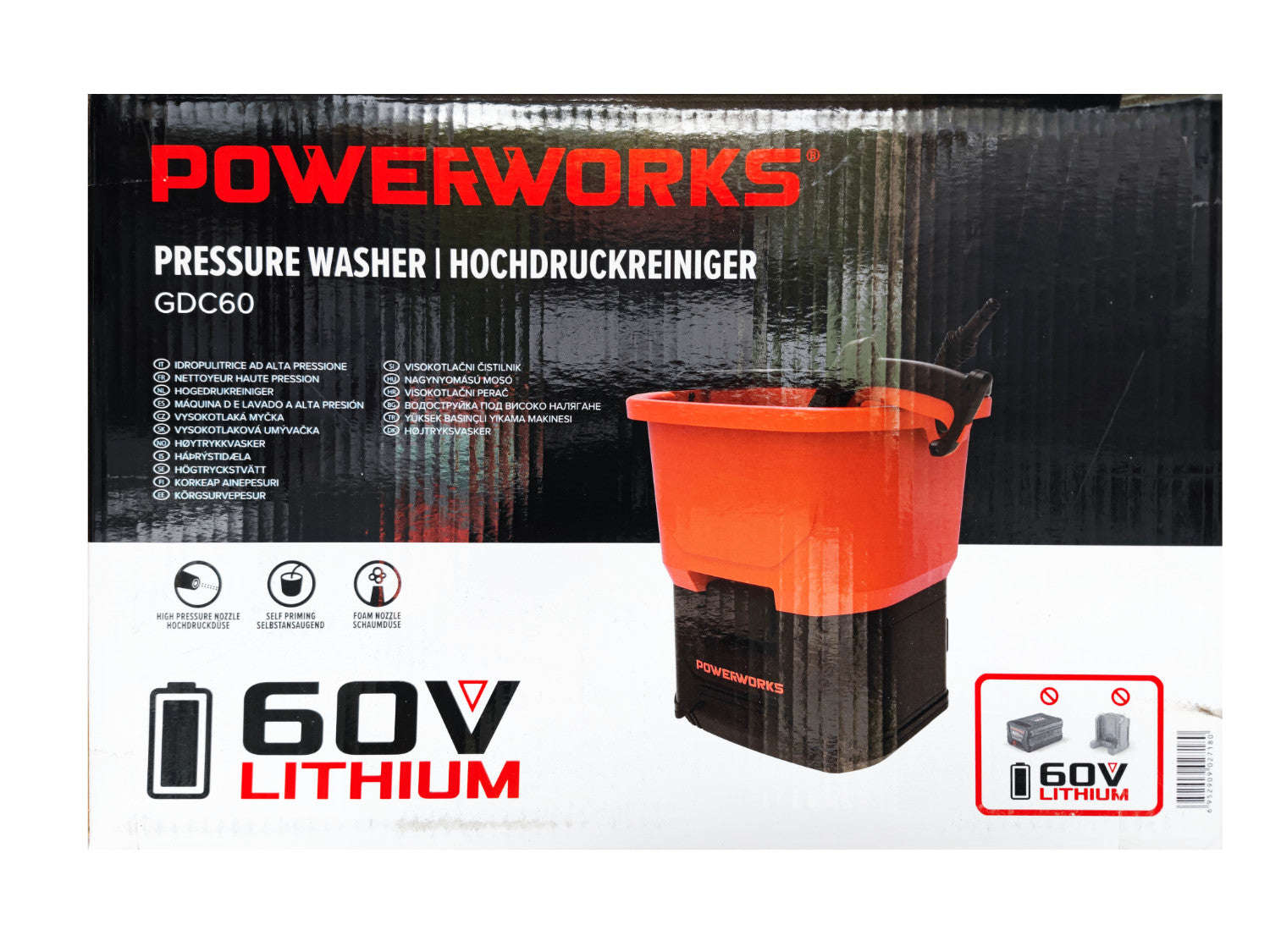 Powerworks PDC60 Akku-Hochdruckreiniger ohne Akku und Ladegerät Powerworks