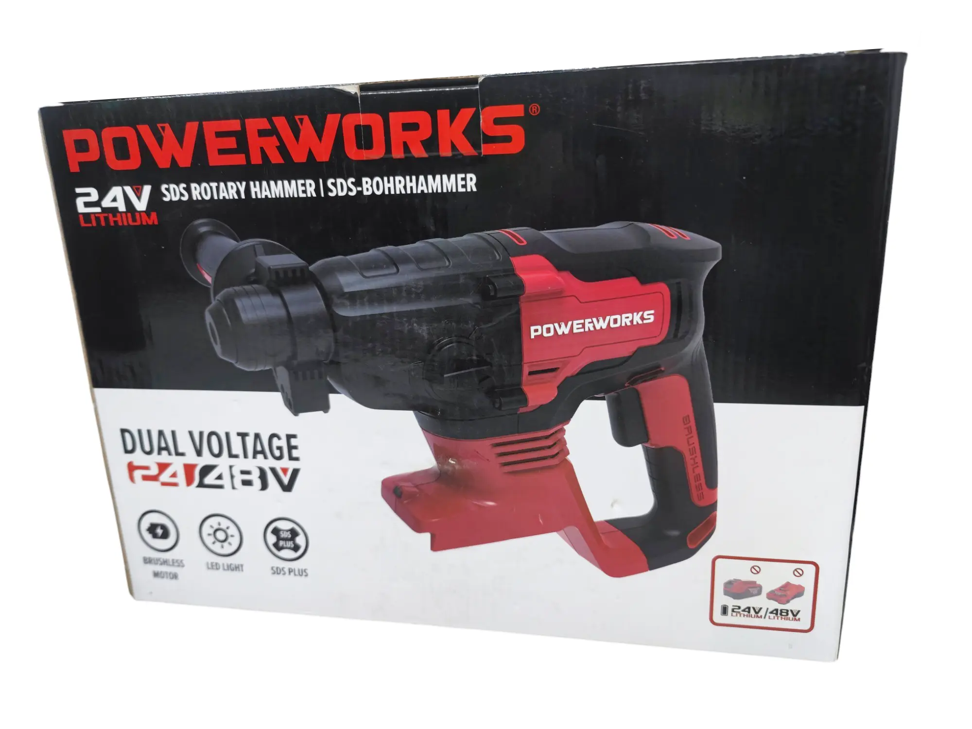 Powerworks Akku-Bohrhammer PD24SDS2 ohne Akku und Ladegerät PowerWorks