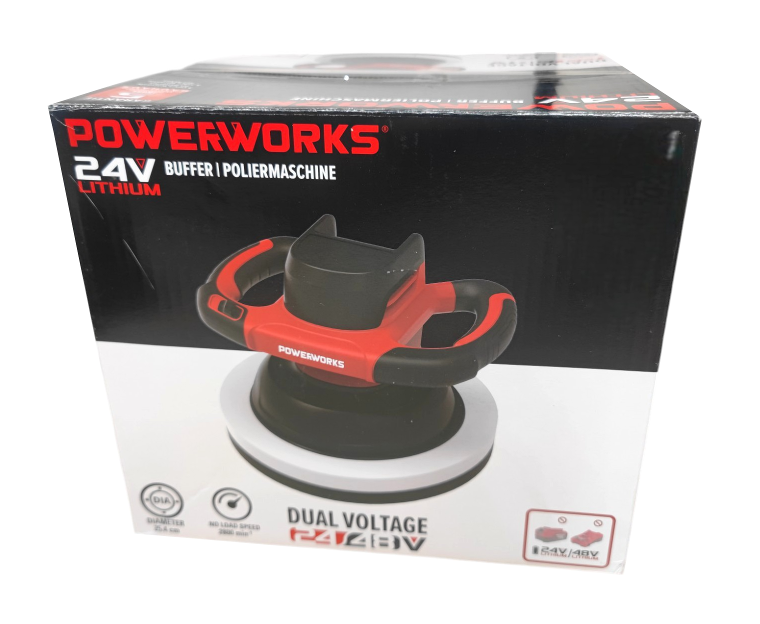 Powerworks Akku-Poliermaschine PD24BU10 ohne Akku und Ladegerät PowerWorks