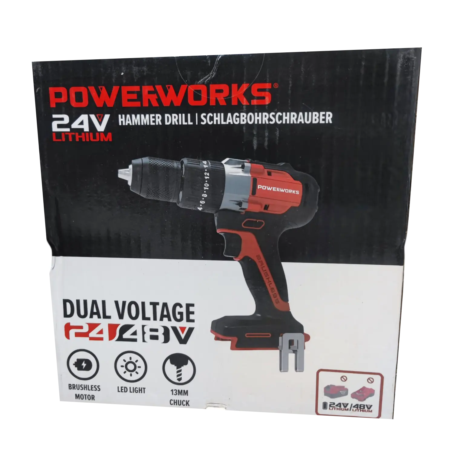 Powerworks Akkuschrauber PD24DD60 ohne Akku und Ladegerät PowerWorks