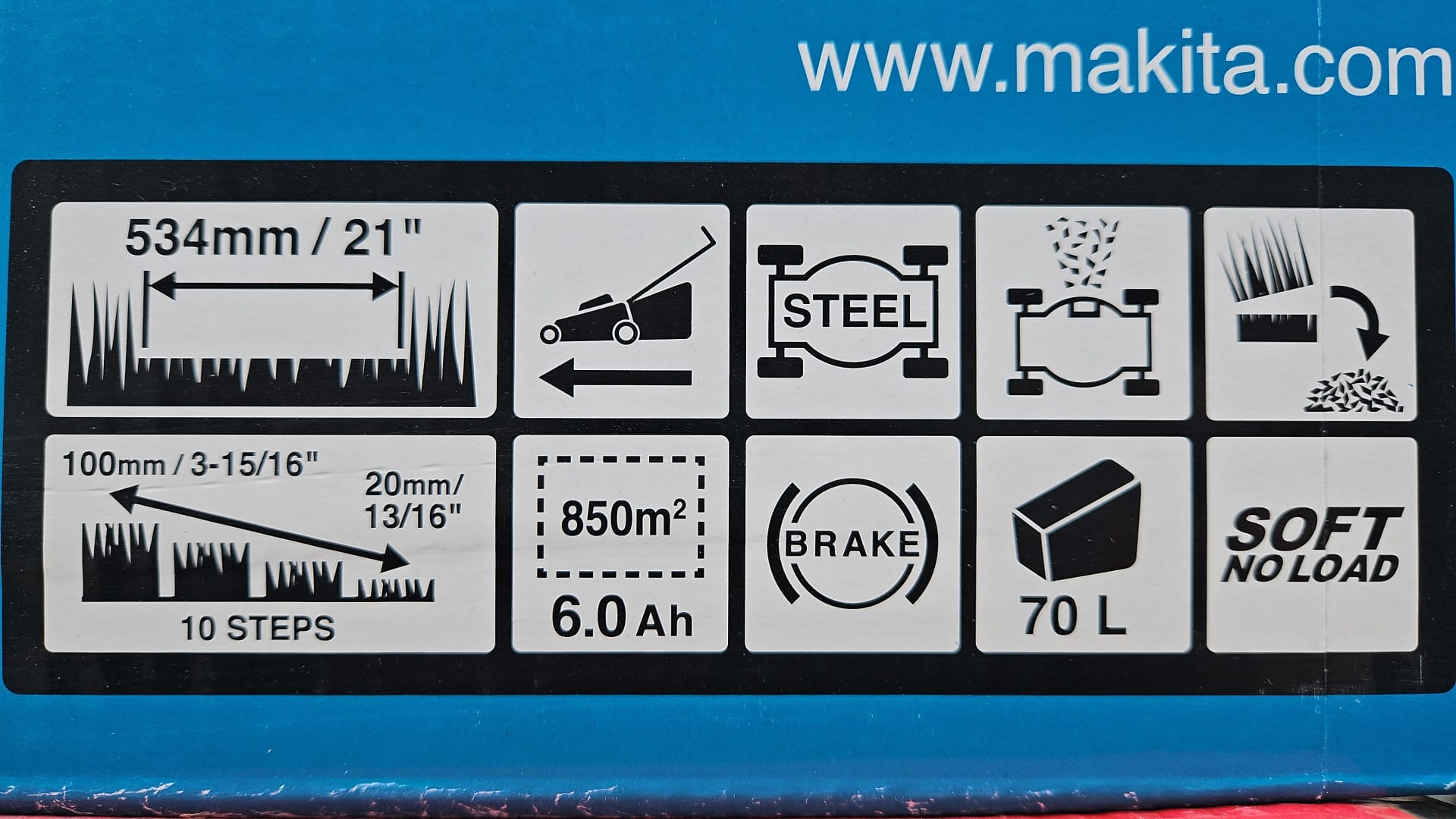 Makita DLM532PT4 Akku-Rasenmäher (2 x 18 V, inkl. 4 Akkus 5,0 Ah Makita