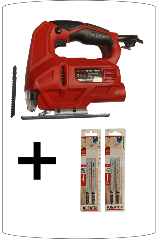 Carrera Tools Stichsäge ST450 + 4 Stichsägeblätter 100mx3 8TPI Carrera Tools