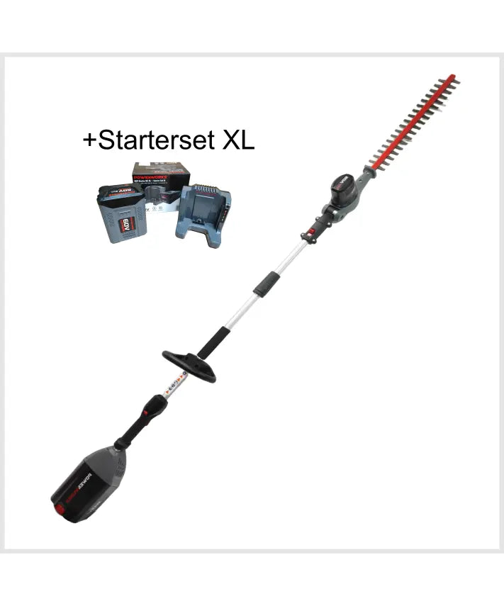 Powerworks Akku-Hoch-Heckenschere P60PHT plus Starterkit XL 2Ah 60V Ladegerät powerworks