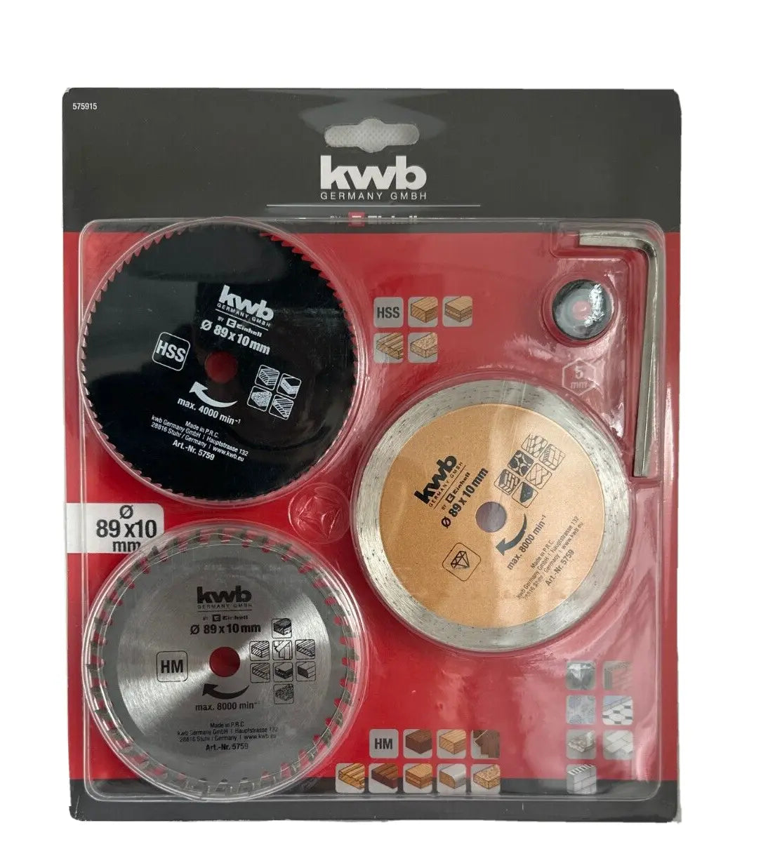 Einhell 3-teiliges Mini Kreissägeblatt Set 89 mm KWB