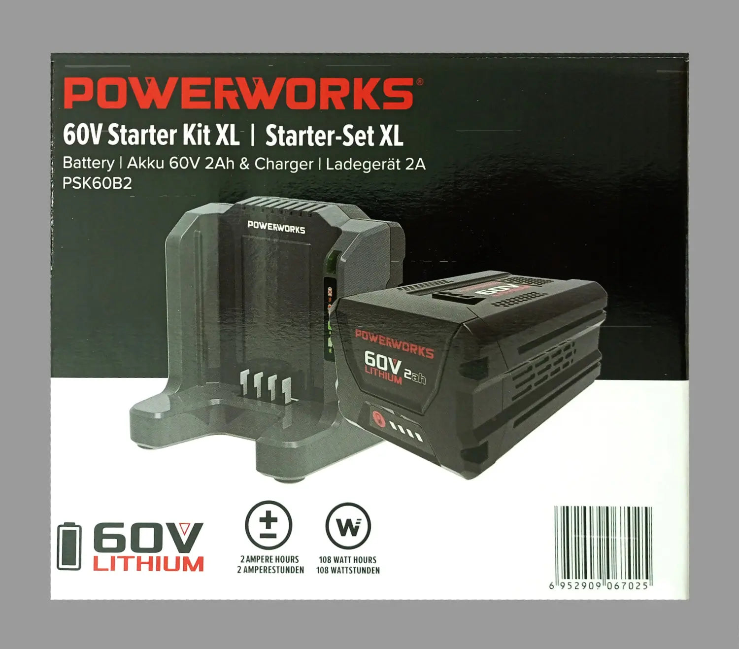 Powerworks Starter-Kit XL /  60 V, 2 Ah Akku+ Ladegerät Powerworks