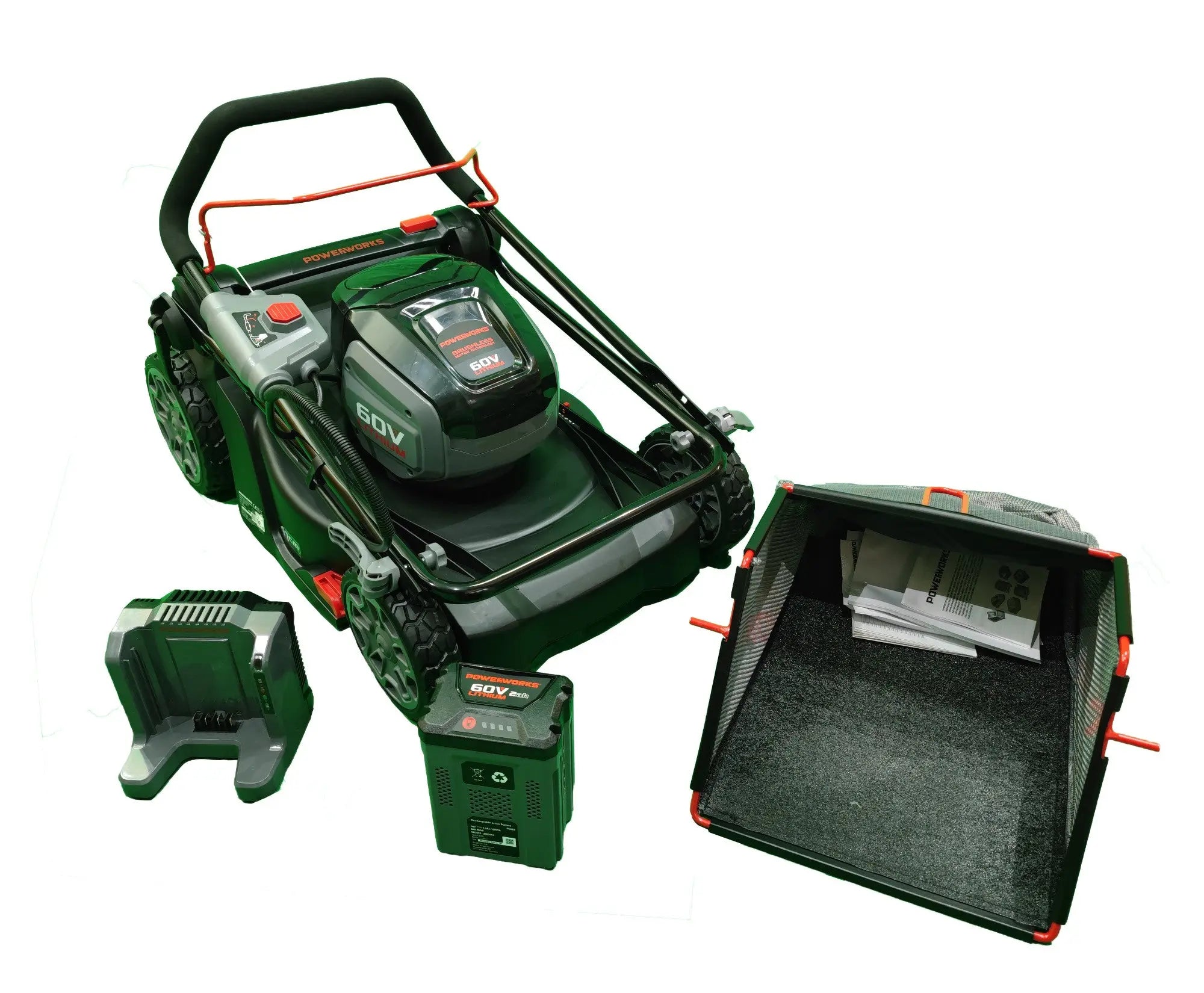 Powerworks Akku-Rasenmäher PD60LM41K2 60 V, incl. Akku 60V 2 Ah+Ladegerät Powerworks
