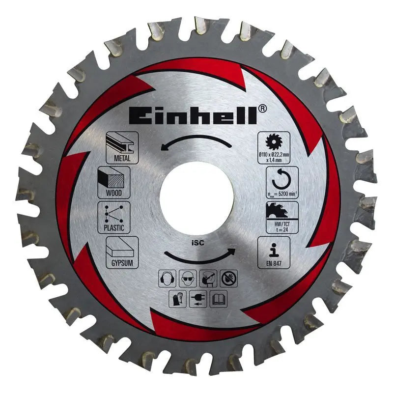 Einhell HM-Sägeblatt 110x22,2x1,4mm24Z Universal-Handkreissägeblatt Stahl Einhell