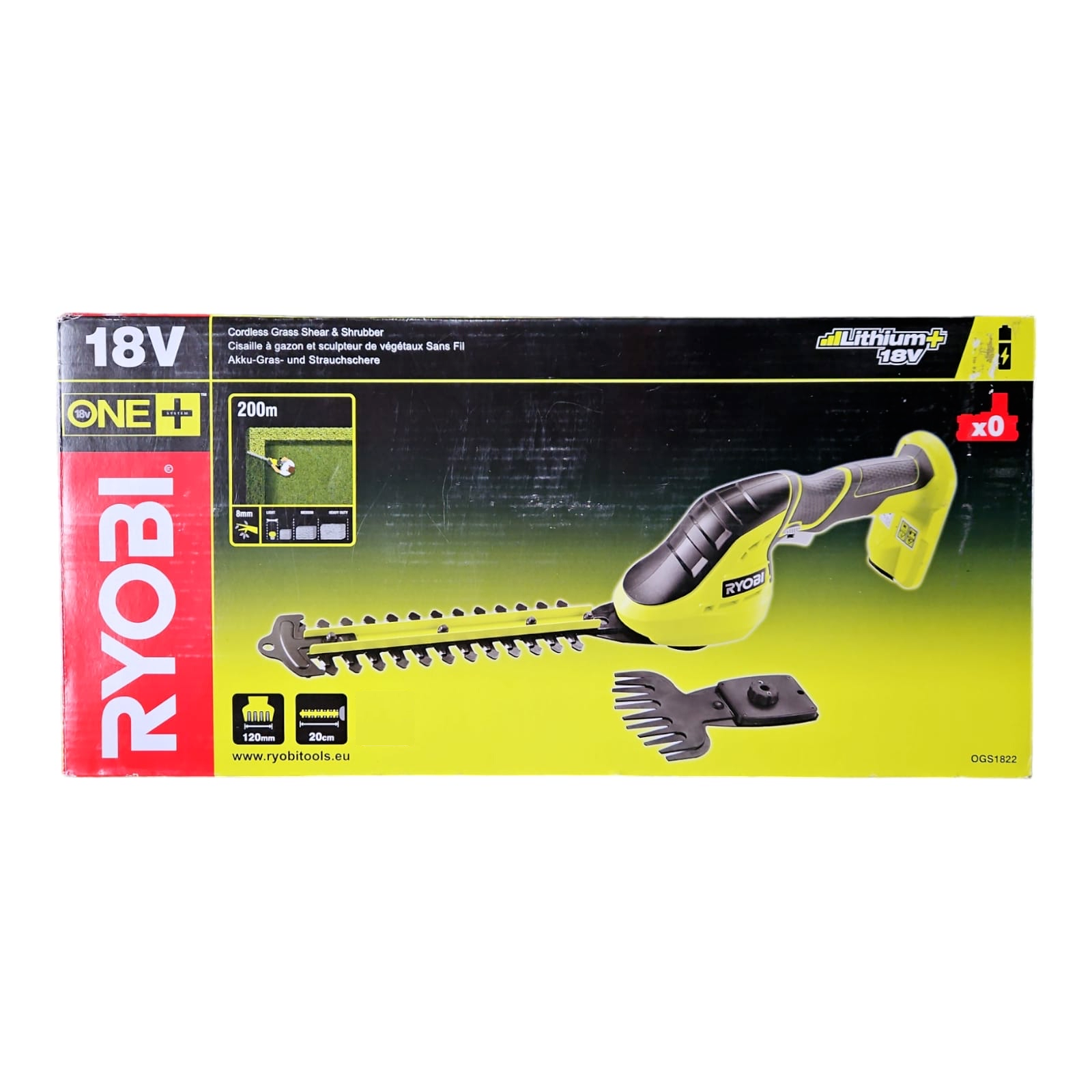 Ryobi 18 V Akku-Gras- und Strauchschere OGS 1822 ohne Akku und Ladegerät Ryobi