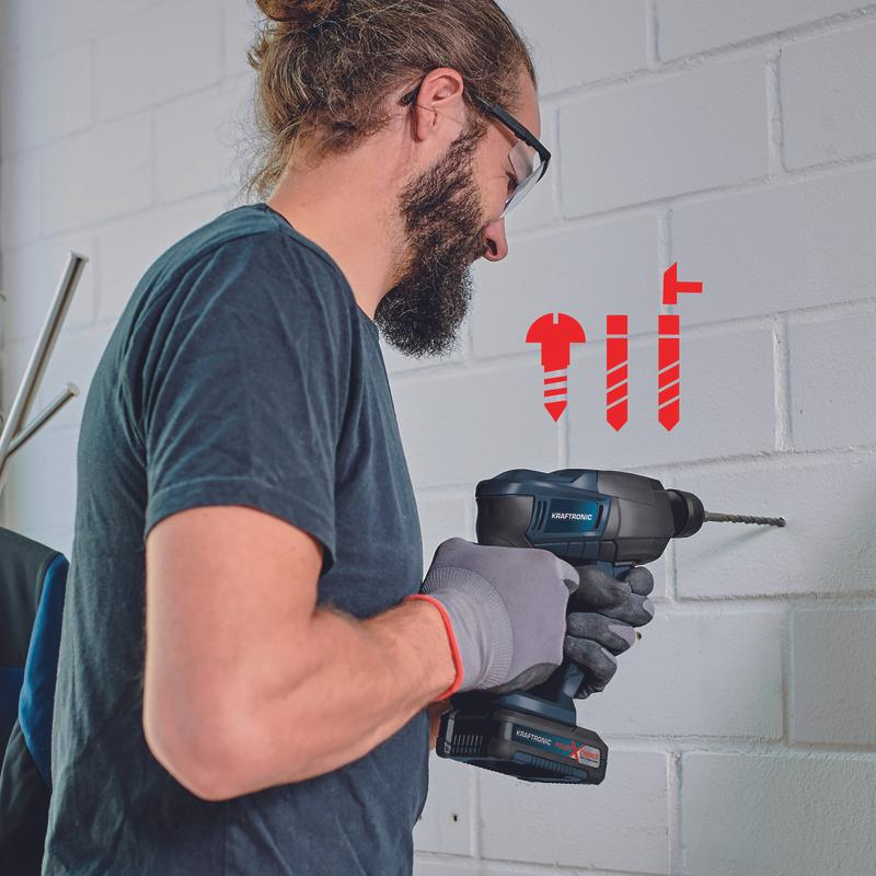 Kraftronic Akku-Bohrhammer KT-BH18 Li / 18 V - 3 Funktionen , ohne Akku Solo Baugleich Einhell TE-HD 18 garten-werkzeugshop