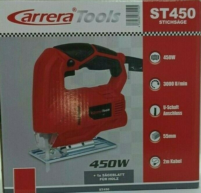 Carrera Tools Stichsäge ST450 + 4 Stichsägeblätter 100mx3 8TPI Carrera Tools