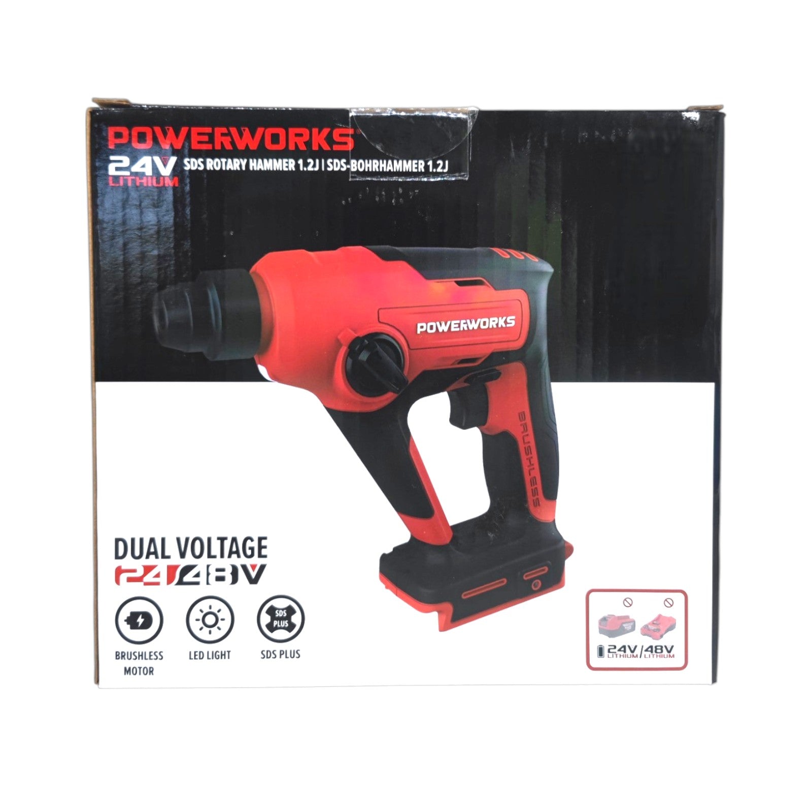 Powerworks Akku-Bohrhammer PD24SDS1 ohne Akku und Ladegerät