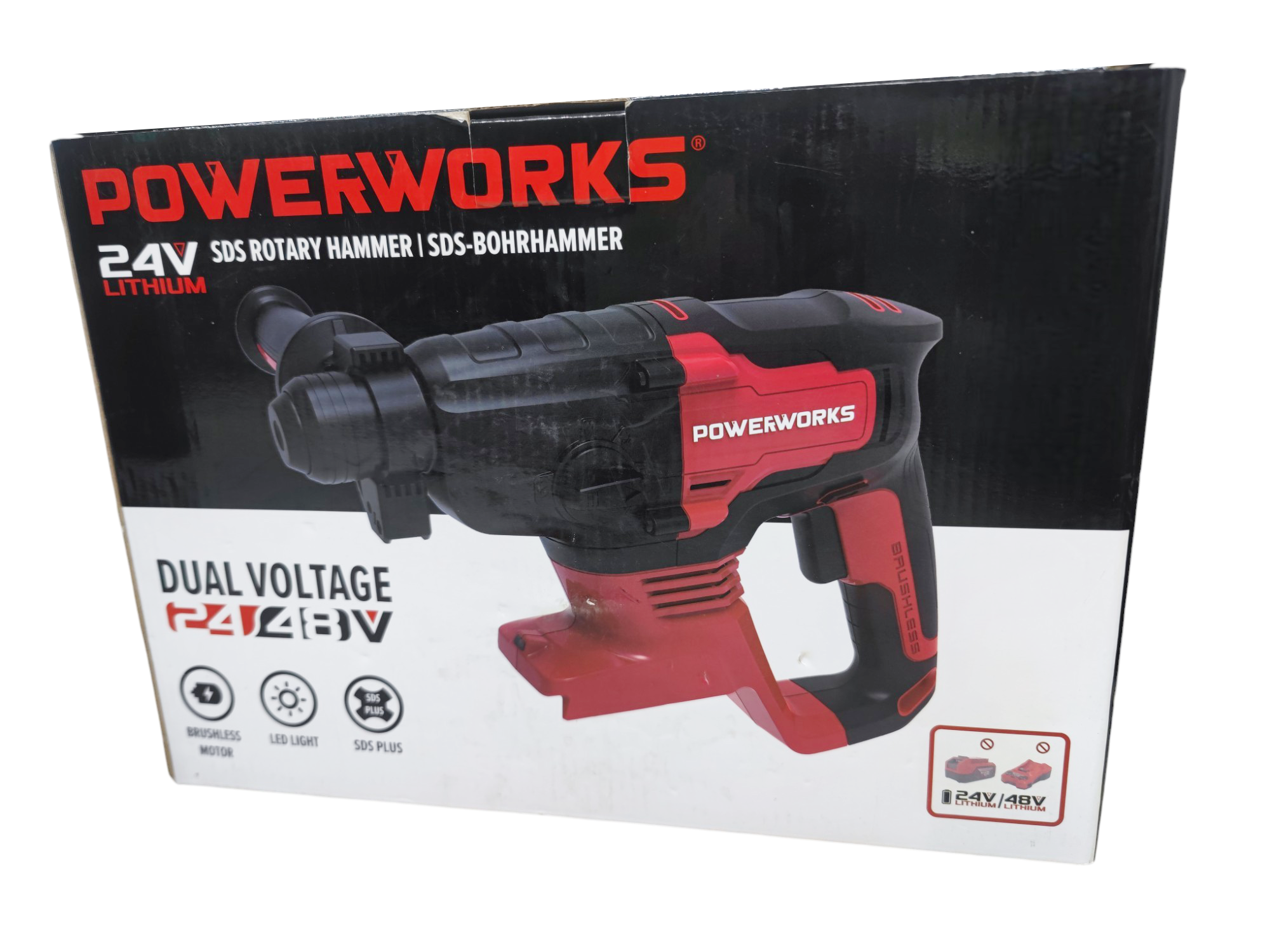 Powerworks Akku-Bohrhammer PD24SDS2 ohne Akku und Ladegerät