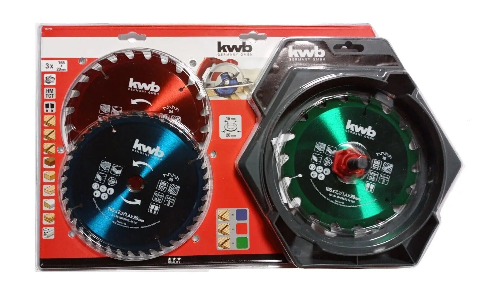 KWB Kreissägeblatt-Set Ø 165x25 mm 3-tlg.